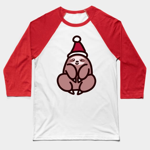 Santa Hat Sloth Baseball T-Shirt by saradaboru